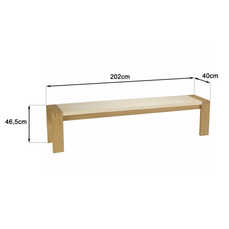 Banc GREGOIRE en chêne naturel 202x40cm