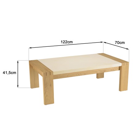 GREGOIRE Rectangular Oak Coffee Table 122x70cm - Beige Concrete Top