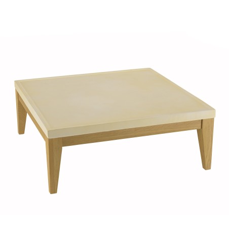 GREGOIRE Square Oak Coffee Table 80x80cm - Beige Concrete Top