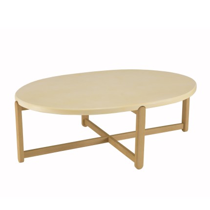 GREGOIRE Oval Coffee Table 121x81cm - Oak Legs & Concrete Top