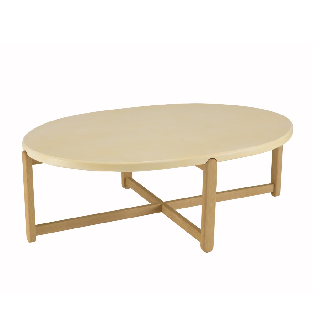 GREGOIRE Oval Coffee Table 121x81cm - Oak Legs & Concrete Top GREGOIRE Oval Coffee Table 121x81cm - Oak Legs & Concrete Top
