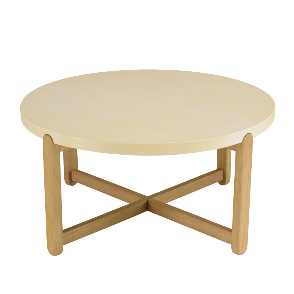 GREGOIRE Round Coffee Table 81x81cm - Oak Legs & Concrete Top GREGOIRE Round Coffee Table 81x81cm - Oak Legs & Concrete Top