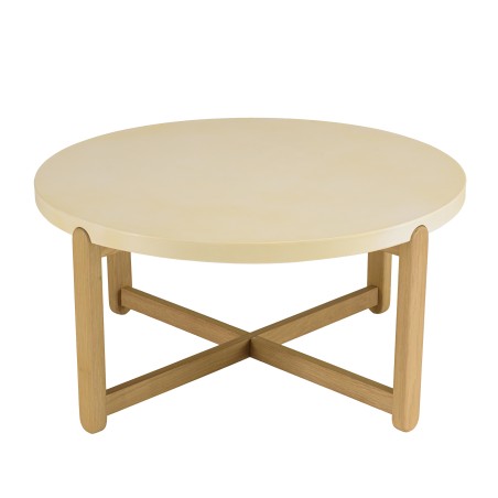 Table basse ronde GREGOIRE 81x81cm chêne et béton