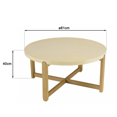GREGOIRE Round Coffee Table 81x81cm - Oak Legs & Concrete Top