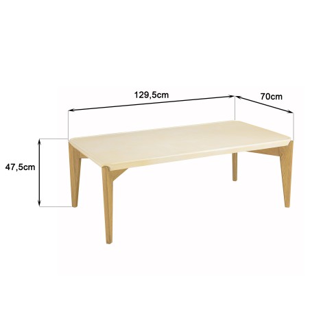 GREGOIRE - Rectangular Coffee Table with Bevelled Corners 130x70cm Concrete Top