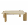 Table basse carrée GREGOIRE 114x114cm - Béton beige et bois de chêne