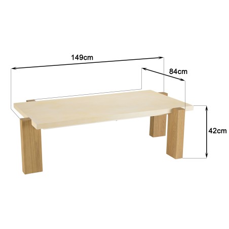 Table basse GREGOIRE rect. 149x84cm chêne plateau béton