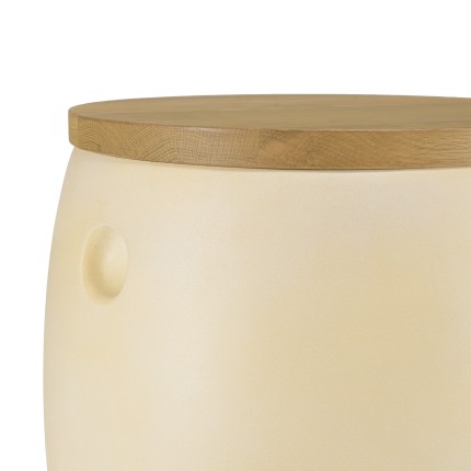 GREGOIRE Beige Concrete Stool with Natural Oak Top - Versatile and Easy to Maintain