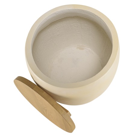 GREGOIRE Beige Concrete Stool with Natural Oak Top - Versatile and Easy to Maintain