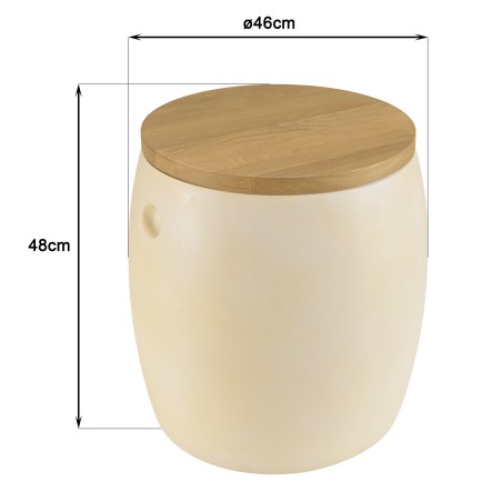 GREGOIRE Beige Concrete Stool with Natural Oak Top - Versatile and Easy to Maintain
