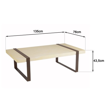GREGOIRE Rectangular Coffee Table 135x76cm - Rust-Coloured Steel Legs