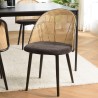 LEA Set of 2 Chairs - Black Fabric Seat and Cane-Effect Backrest