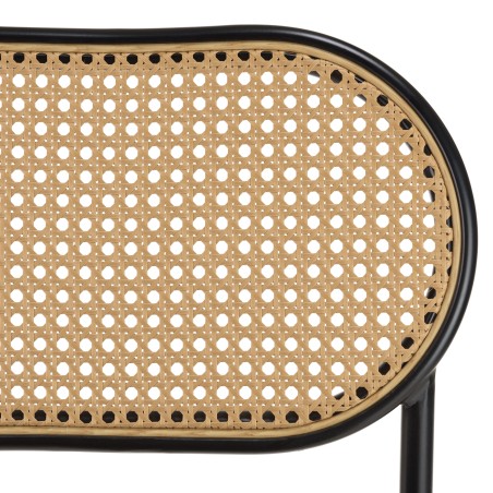 Lot 2 chaises LEA assise tissu noir et dossier cannage