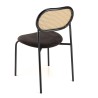 LEA - Set of 2 Chairs with Black Fabric Seat and Cane Backrest