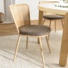LEA Set of 2 Chairs with Taupe Fabric Seat and Wide Cane-Effect Backrest
