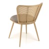 LEA Set of 2 Chairs with Taupe Fabric Seat and Wide Cane-Effect Backrest