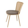 Lot 2 chaises LEA assise tissu taupe large dossier effet cannage