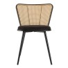 LEA Set of 2 Chairs - Black Fabric Seat & Cane-Effect Backrest