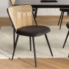 Lot de 2 chaises LEA - Assise tissu noir - Effet cannage