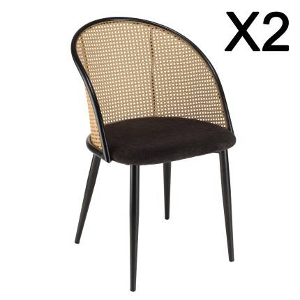 Lot de 2 fauteuils LEA en tissu noir
