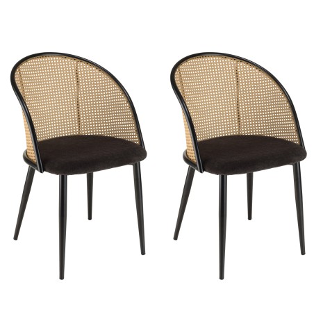 Lot de 2 fauteuils LEA en tissu noir