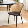 LEA - Set of 2 Armchairs with Black Fabric and Cane Effect Backrest