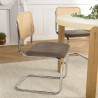 Lot de 2 chaises LEA - Assise tissu taupe et dossier cannage
