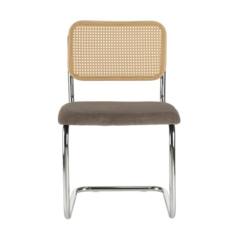 LEA Set of 2 Chairs - Taupe Fabric & Cane Backrest