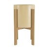 GREGOIRE Beige Concrete Flower Pot on Oak Legs H55cm