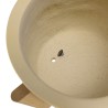 GREGOIRE Beige Concrete Flower Pot on Oak Legs H55cm