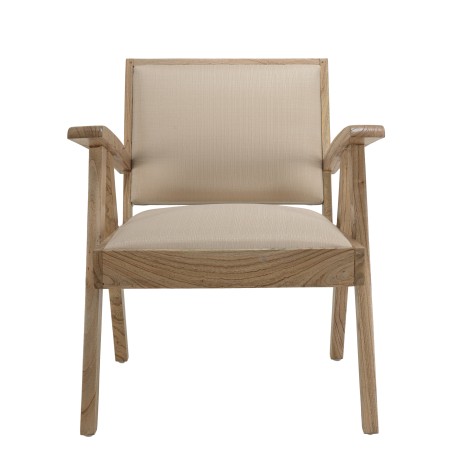 Fauteuil DAK en Mindi - Assise en tissu beige