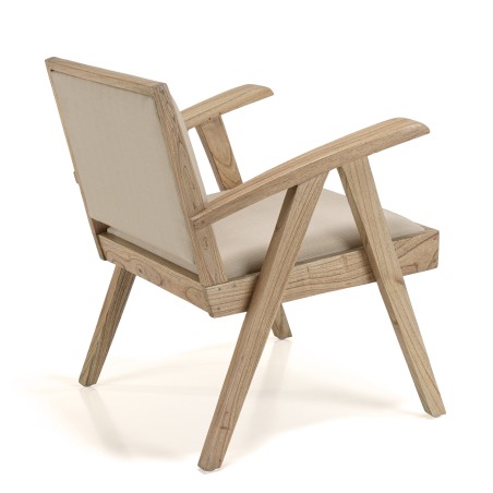 Fauteuil WALLY en Mindi - Assise en tissu beige
