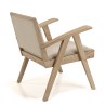 DAK Armchair in Mindi Wood with Beige Textured Fabric Seat