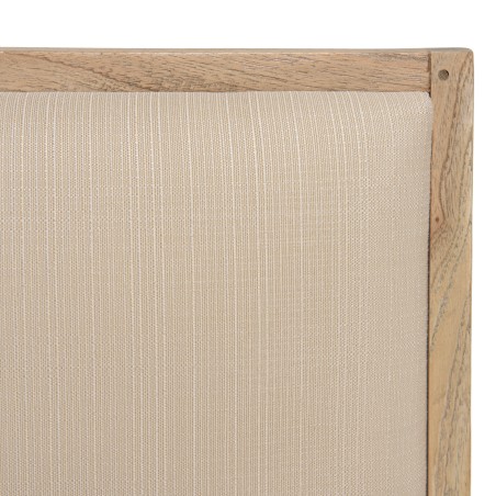 WALLY Armchair in Mindi Wood with Beige Textured Fabric Seat