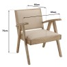 DAK Armchair in Mindi Wood with Beige Textured Fabric Seat