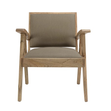 Fauteuil DAK en Mindi et tissu kaki chiné