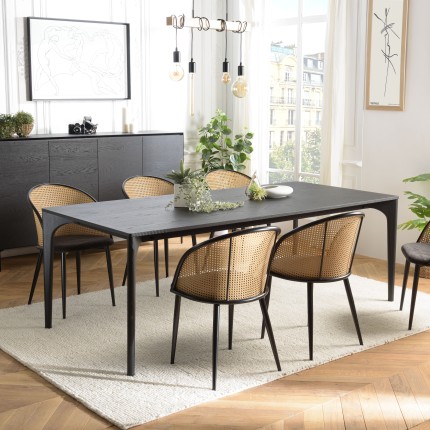Table à manger MAXENCE 220x100cm noire chêne massif
