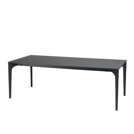 MAXENCE Rectangular Dining Table 220x100cm Black with Oak Legs