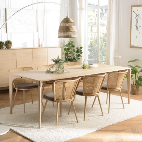 MAXENCE Rectangular Dining Table 220x100cm Natural with Solid Oak Legs