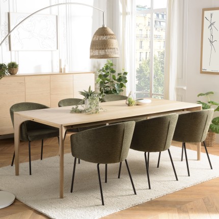 MAXENCE Rectangular Dining Table 220x100cm Natural with Solid Oak Legs