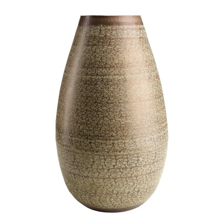 HONORE Aluminium Vase L40cm H70cm - Aged Green with Floral Arabesque Patterns