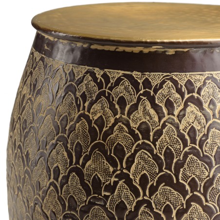 HONORE Aluminium Side Table L40cm H45cm Antique Brown with Gold Patterns