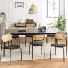 Lot 2 chaises LEA assise tissu noir et dossier cannage