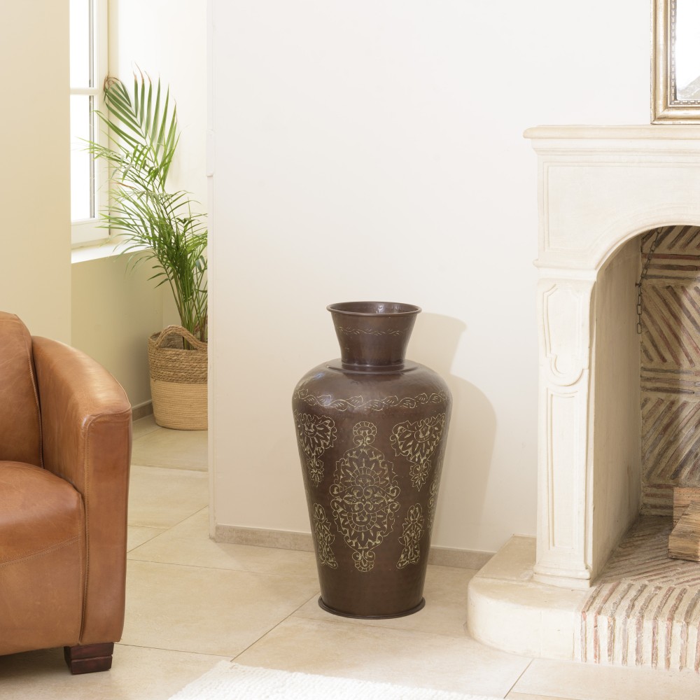 HONORE Aluminium Vase L35cm H70cm Dark Copper HONORE Aluminium Vase L35cm H70cm Dark Copper