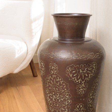 HONORE Aluminium Vase L35cm H70cm Dark Copper