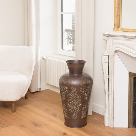 HONORE Aluminium Vase L35cm H70cm Dark Copper