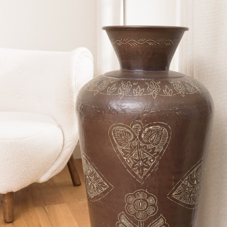 Vase HONORE en aluminium - Cuivre foncé patiné - L40cm H85cm