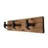 SIXTINE - Brown Wall Coat Rack 3 Hooks Recycled Teak and Metal