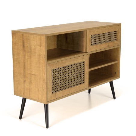 Buffet bas marron CHARLIE 3 niches 2 portes