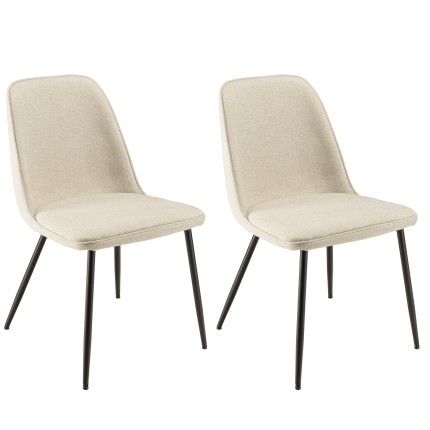 TOM - Set of 2 Ecru Fabric Chairs